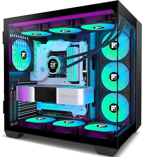 F600 PC Case - Pre-Installed 6 PWM ARGB Fan, ATX Mid-Tower Gaming PC Case