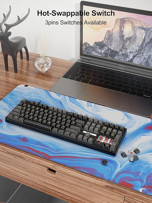NPET CR108 RGB Gaming Keyboard, 104 Keys + Extra 4 Hotkeys Hot Swappable - Image 2